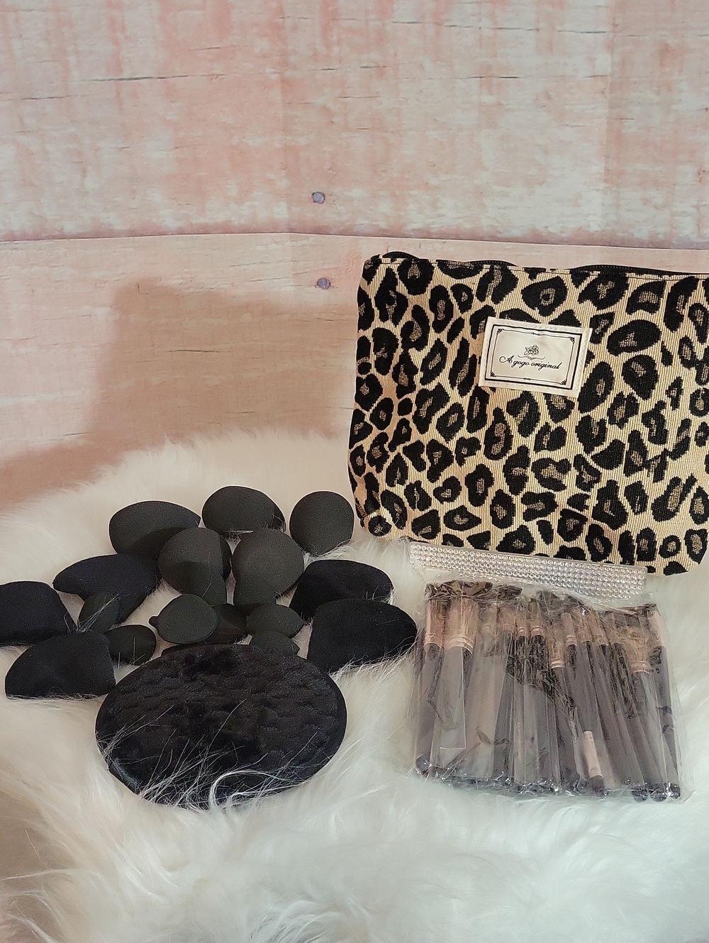 Leopard Makeup Bag And Brushes Bundle
